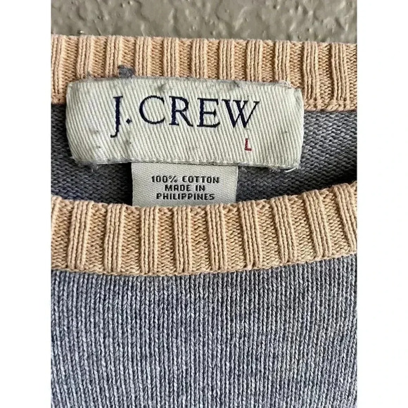 J. Crew Men's Pullover Sweater Cotton Size Large Crew Neck Gray - Picture 4 of 7